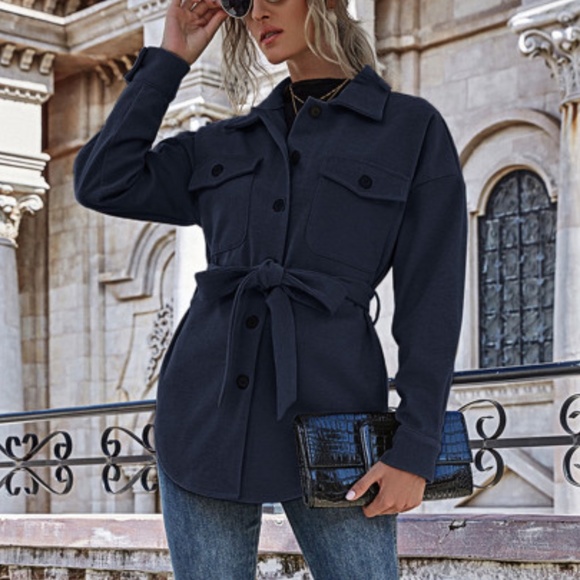 SHEIN - Solid Flap Pocket Belted Coat - Picture 7 of 7